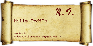 Milis Irén névjegykártya